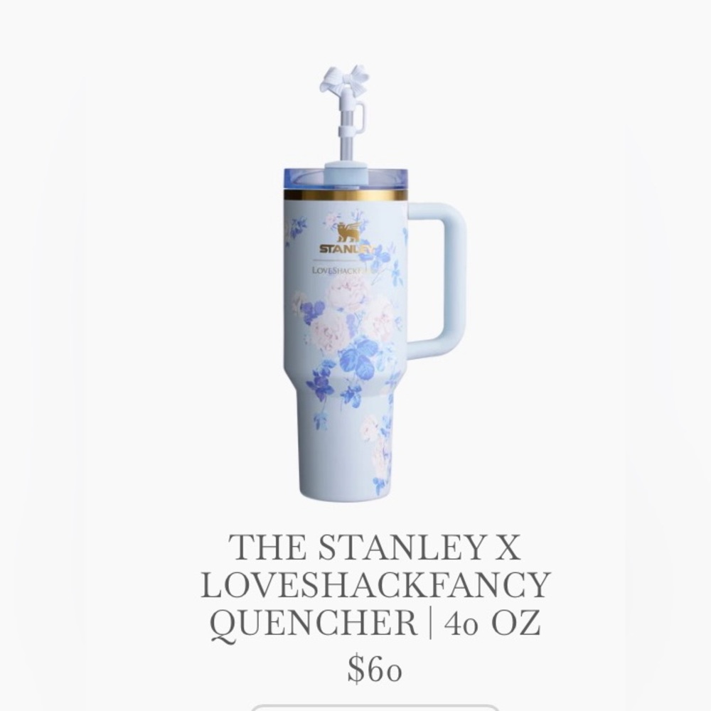 🦋Stanley x LoveShackFancy Quencher 40oz Everblooming Rosettes Blue Floral